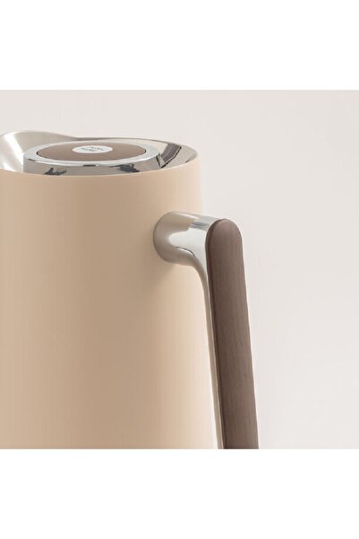 Dallaty 1L beige steel vacuum flask with wooden handle