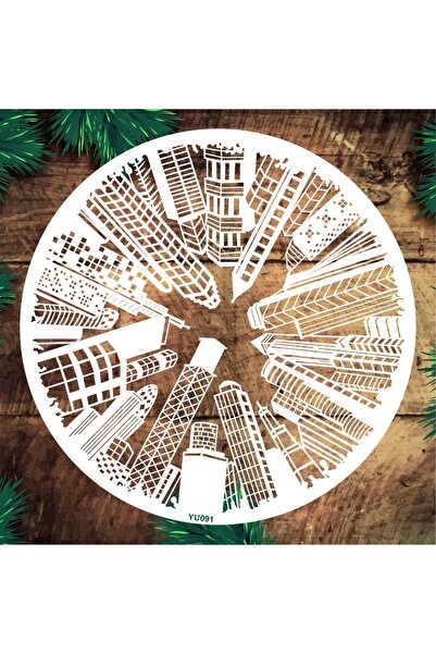 STENCİLTASARIM Stencil Tasarım Yu091 Metropol Duvar Ahşap Cam Boyama Deseni