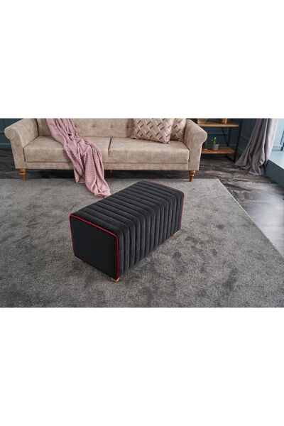 Rabi Mabel Puf Siyah Dikdörtgen