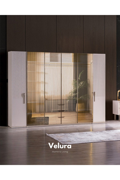 Velura Home & Living Tress 6 Kapaklı Temperli Cam Gardırop (Dolap)