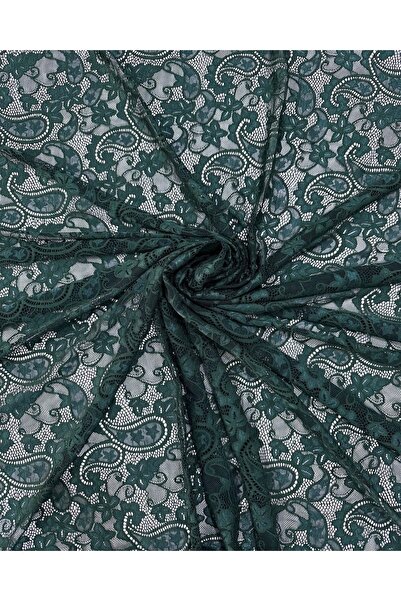 kumaşçıtr قماش دانتيل ليكرا أخضر زمردي (عرض 150 سم) - لصناعة الفساتين والسهرات والزينة