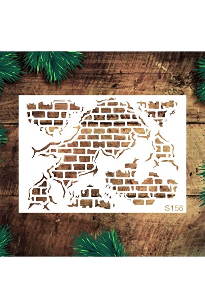 STENCİLTASARIM Stencil Tasarım S156 Kırık Duvar Duvar Ahşap Cam Boyama Deseni
