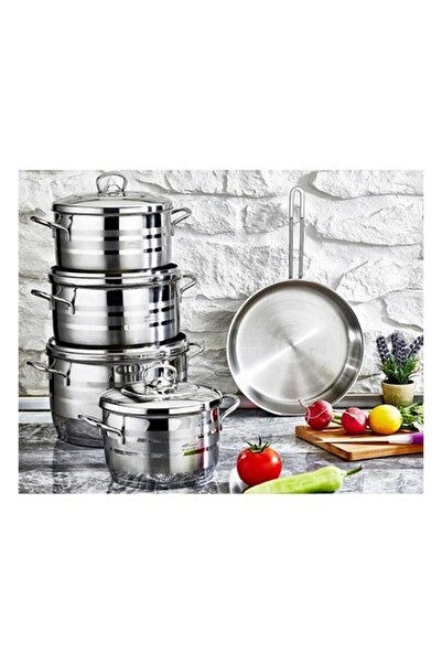 SAFINOX 9 Parça Prima Tencere Takımı Metal Kulplu (Metal Kapak)