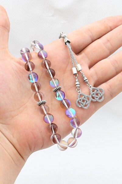 Prestige Natural Thermal Quartz Stone 33 Prayer Beads with Metal Tassel 10mm Sphere Cut 902253