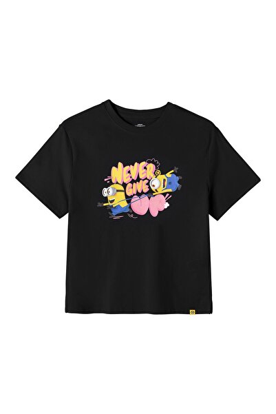 Giordano Women's Boyfriend Fit Cotton-Polyester Crew Neck Print Tee | Minion Collection