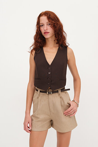 Addax Buttoned Vest with Pocket Detail Y13707-Z3