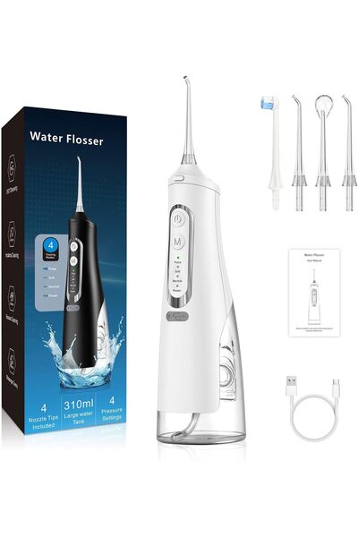 R REVA جهاز تنظيف الأسنان الكهربائي ريفا بالماء، خزان كبير 310 مل، مقاوم للما...