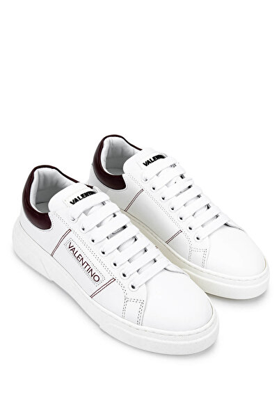 Mario Valentino Unisex Genuine Leather White/Burgundy Sneakers & Sports Shoes