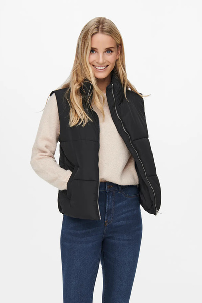 JDY Жіночий Jdynewerıca прямий комір з двома кишенями надувний жилет 15234210 чорний