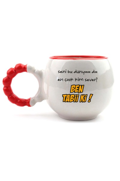 PALTO TASARIM Who Is the Most Popular Person in This World? Handmade Cream Glossy Puff Mug - Handcrafted Gift Mug Bard