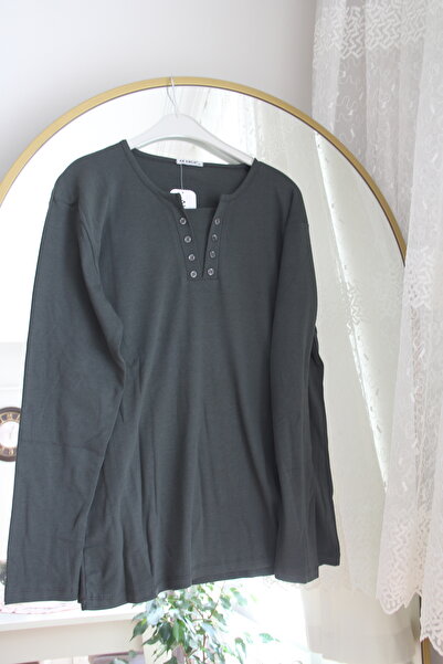 Ak Ench Anne Penye Bluz Pamuklu Likralı Çift Düğmeli Body