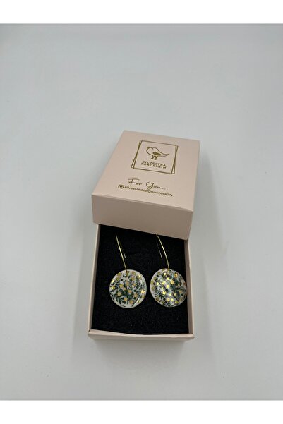 Silvestra Design El Yapımı Porselen Küpe – 24 Ayar Altın Dekorlu, Hafif, Paslanmaz Çelik Aparatlı, Kişiye Özel