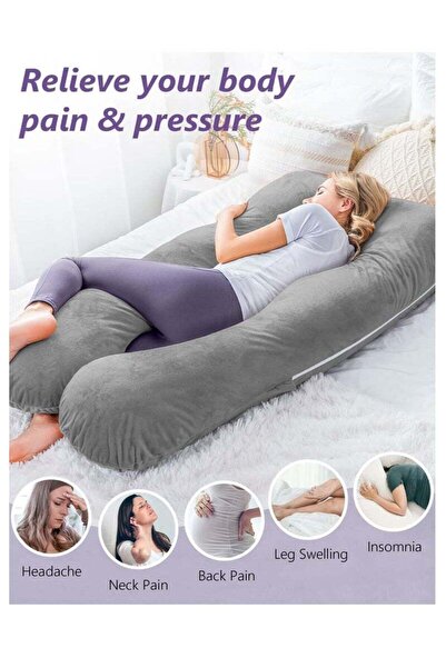 fulina H Shaped Pregnancy Pillows,Removable Cover,Relieve Fibromyalgia,Gift for Pregnant Mother,Gray