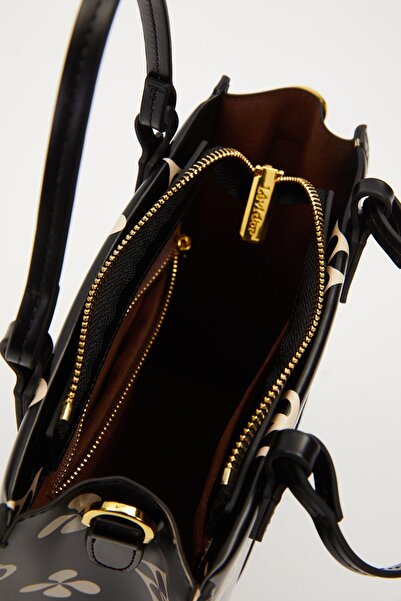 Levidor Black Printed Symbol Pattern Handbag