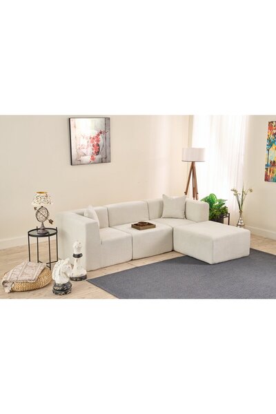 Rabi Raks Serisi Moduler Köşe Koltuk Sağ/Sol Krem