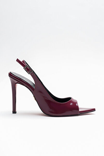 Ayakkabı Ateşi Women's Open Toe Thin Heeled Shoes Acare Burgundy Patent Leather