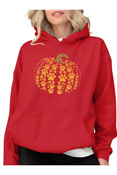 Velostra Жіночий светр з капюшоном, 3 шнурками, з принтом гарбуза та жіночими...