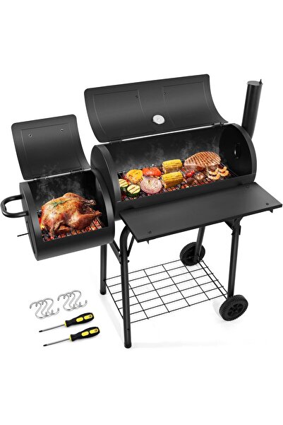 Generic Charcoal Grill with Offset , Large Outdoor Barrel BBQ