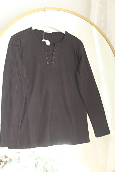 Ak Ench Anne Penye Bluz Pamuklu Likralı Çift Düğmeli Body