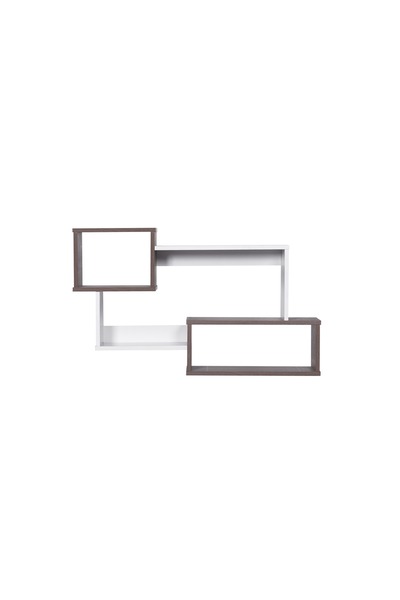 BAITY Wall-Mounted Nested Shelves - 3 Malaysian Wood Cubes, Brown and White