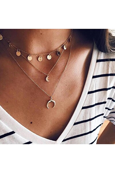 Pursehuit Κολιέ 3 στρώσεων, χρυσό, με νομίσματα, Doreen C11 OUT