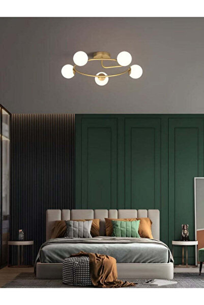 RFAN Candelabru, Model 5966/5, Cu Abajururi, 5 X E27, Auriu