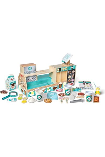 Melissa & Doug Wooden Café Barista Coffee Shop Playset | 35 pcs Pretend Kitchen Toy for Kids 3+