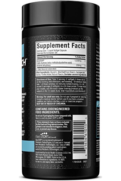 MUSCLETECH Clear Muscle HMB Free Acid Highest Grade HMB Supports Muscle Strength & Recovery with 100