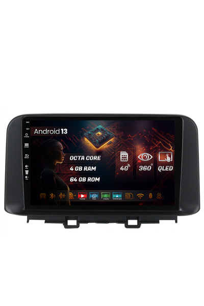 HUB64 Navigatie Hyundai Kona (2018+), 4GB RAM, Android 13, Octacore, Slot Sim 4G