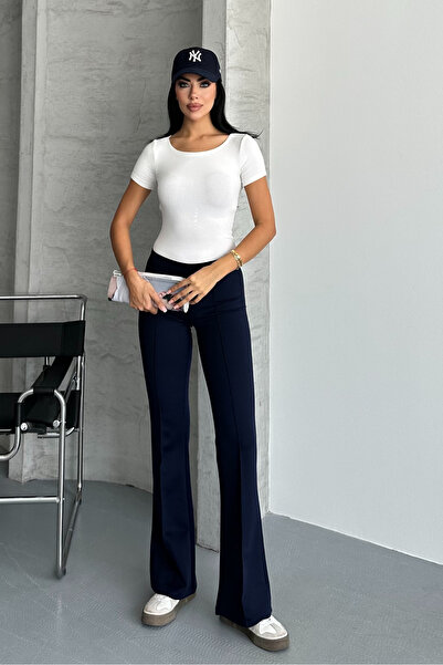macharel jeans Women's Spanish Leg Opening Ribbed Stitching Modal Fabric Pants