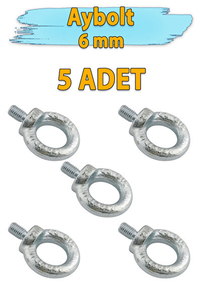 Badem10 Aybolt Eye Bolt 5 Adet 6 mm Metal Halka Civata Askı Civatası Paslanma...