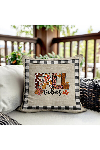 Evmila غطاء وسادة مطبوع على الجانبين بنسيج مخملي بنمط نصي خريفي