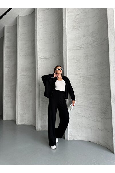 ezber moda طقم رياضي نسائي من قماش المودال بسحاب