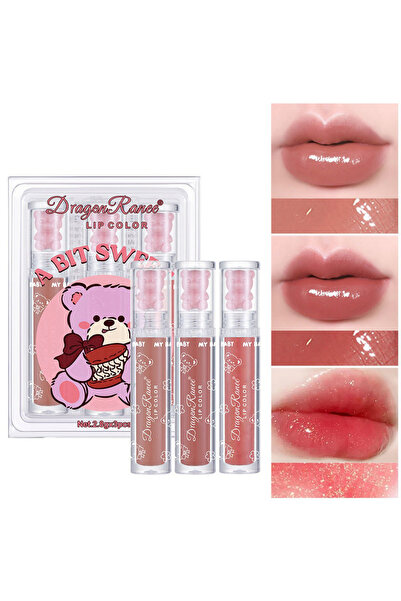 Dragon Ranee 3Pcs Glossy Lip Glaze Set, Clear Hydrating Lip Oil Lasting Non-S...