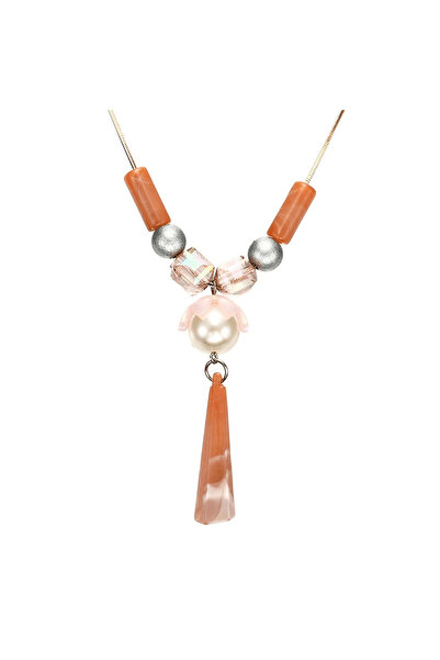 Pursehuit Χρυσό κολιέ με πορτοκαλί κομμάτια, Dianne C1