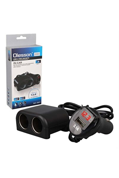 Olesson 1641 12-24V Tek USB Girişli 120W 80cm Kablolu Dijital Voltaj Ekranlı ...