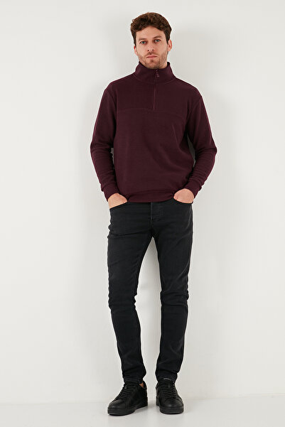 Buratti Памучен пуловер с редовна кройка, половин цип и яка Мъжки ПУЛОВЕР 456112