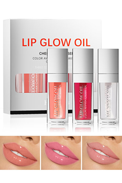 HelloKiss مجموعة من 3 قطع من زيت الشفاه اللامع، مرطب للشفاه وممتلئ، ملمع ملون...