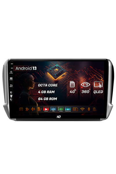 HUB64 Navigatie Peugeot 208/2008 (2012+), 4GB RAM, Android 13, Octacore, Slot...