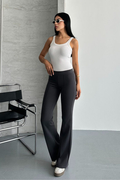 macharel jeans Women's Spanish Leg Opening Ribbed Stitching Modal Fabric Pants