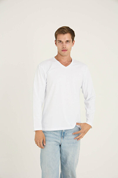 KLY Men's V-Neck Long Sleeve T-Shirt Stylish Design