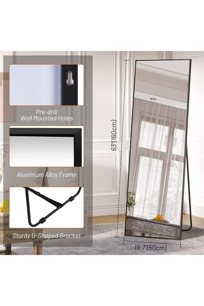 Crestj LVOMT Full Length Mirror 160x50cm, Wall and Floor Mirror
