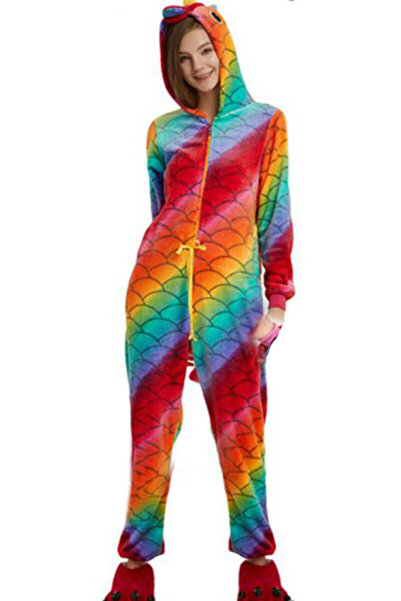 WildFashion Αφράτη πιτζάμα σε ολόσωμο μήκος με σχέδιο ζώνης με λέπια ψαριού P...