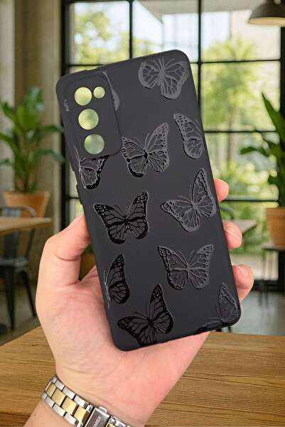 Vip Case Samsung Galaxy S20 Fe - Siyah Kelebek Desenli Silikon Darbe Emici Klasik Korumalı Rubber Kılıf