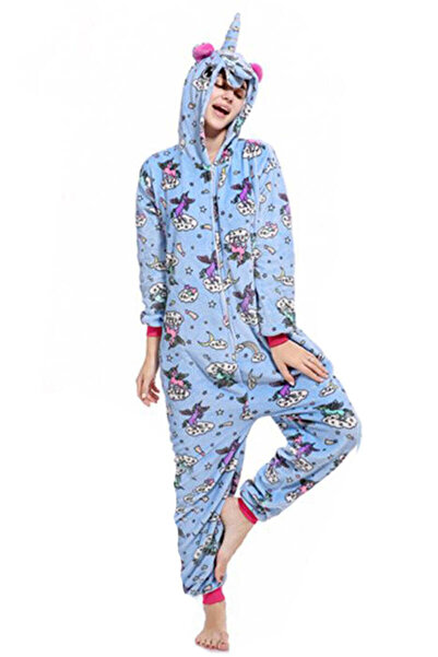 WildFashion Pijama pufoasa intreaga cu model unicorn PJM142-4