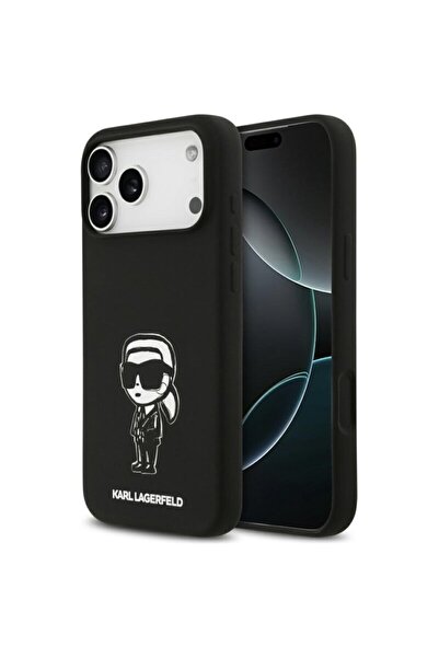 Karl Lagerfeld Husa iPhone 17 Pro Max Silicon Sketch & Logo, Karl, negru