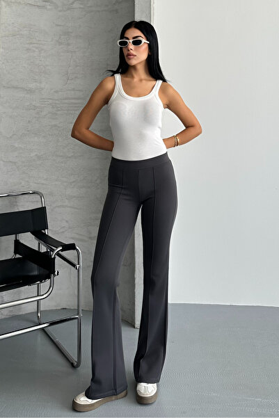 macharel jeans Women's Spanish Leg Opening Ribbed Stitching Modal Fabric Pants