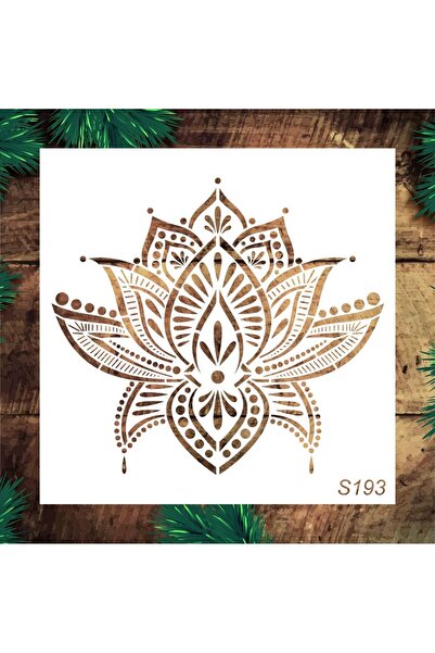 STENCİLTASARIM Stencil Tasarım S193 Lotus Duvar Ahşap Cam Boyama Deseni