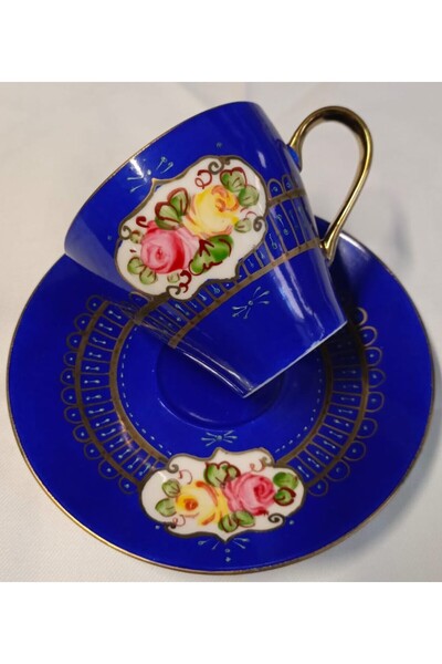 BY.RAYKA PORSELEN El Dekor Porcelain Hand Painted Double Boy Single Person Coffee Cup (No Refund)