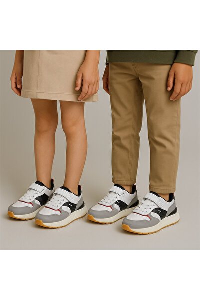 JOJO KIDS Unisex children's velcro leather sports shoes, non-slip sole.